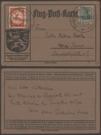 ALEMANIA 1912 DARMSTADT TARJETA VOLDADA EN ZEPPELIN SELLO GERMANIA Y VIÑETA ESPECIAL - Zeppelin