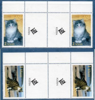 Aland 2003 Beautiful Cats 2 Values In Gutter Pairs MNH - Chats Domestiques