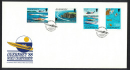 Guernsey World Offshore Powerboat Championships 4v FDC 1988 SG#429-432 - Guernesey