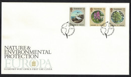 Guernsey Birds Orchids Europa Nature And Environmental Protection FDC 1986 SG#366-368 - Guernesey