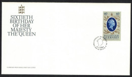 Guernsey 60th Birthday Of Queen Elizabeth II FDC 1986 SG#365 - Guernesey