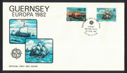 Guernsey Ships Europa CEPT Historic Facts 2v FDC 1982 SG#254-255 - Guernesey