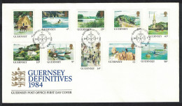 Guernsey Tourism Holidays Definitives Bailiwick Views FDC 1984 1984 SG#296+ Sc#283+ - Guernesey