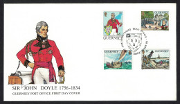 Guernsey Lt Gen Sir John Doyle FDC 1984 SG#328-331 - Guernesey