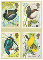 Great Britain Kingfisher Dipper Moorhen Wagtail Wild Birds PHQ Cards 1980 SG#1109-1112 MI#817-820 Sc#884-887 - Used Stamps