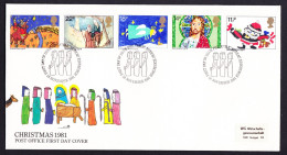 Great Britain Christmas 1981 Children's Pictures 5v FDC 1981 SG#1170-1174 - Gebruikt