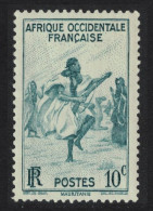 French West Africa War Dance 10c Def 1947 SG#34 MI#34 - Africa (Varia)