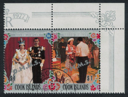 Cook Is. Silver Jubilee Corner Pair Ovpt 'O.H.M.S.' 1978 Canc SG#O27-O28 - Cook Islands