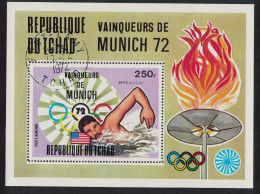 Chad Swimming Spitz Olympic Gold Winner MS 1972 CTO MI#Block 57A - Ciad (1960-...)