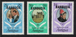 Barbuda Charles And Diana Royal Wedding Perf 12 Changed Colours 3v DEF 1981 SG#572-574 - Barbuda (...-1981)
