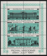 Barbuda Royal Wedding Green Sheetlet Perf 14 Overprint RAR 1981 MH SG#677b-682b - Barbuda (...-1981)