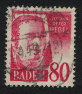 Baden J P Hebel Writer 80pf 'PF' Omitted 1968 Canc SG#FB36 - Autres & Non Classés