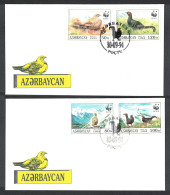 Azerbaijan Birds WWF Caucasian Black Grouse FDCs 2v 1994 SG#178-181 MI#161-164 Sc#454 A-d - Azerbaïjan