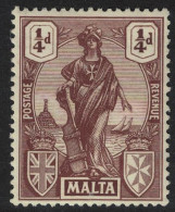 Malta Allegory ¼d. - Brown 1922 MH SG#123 - Malta (...-1964)