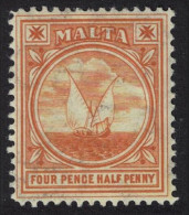 Malta Gozo Fishing Boat 4½d. - Brown Wmk Multi Crown 1905 MH SG#57 - Malte (...-1964)