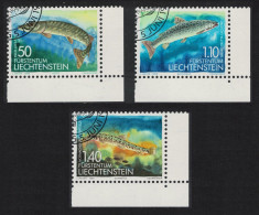 Liechtenstein Fish 2nd Series 3v Corners 1989 CTO SG#959-961 - Oblitérés