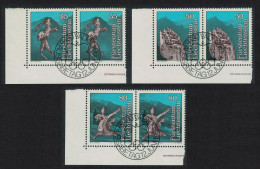 Liechtenstein Legend 'The Destruction Of Trisona' 3v Pairs 1984 CTO SG#838-840 - Used Stamps