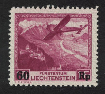Liechtenstein Monoplane Over Vaduz Castle And Rhine Valley Surch' 60 Rp' 1935 MH SG#150 MI#148 Sc#C14 - Nuevos