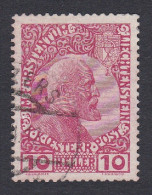 Liechtenstein Prince Johann II 10 Heller 1912 Canc SG#2 MI#2y Sc#2a - Oblitérés