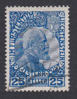 Liechtenstein Prince Johann II 25 Heller Thin Paper 1915 Canc SG#3 MI#3y Sc#3a - Oblitérés