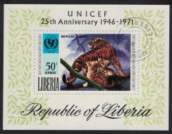 Liberia Bengal Tiger With Young MS 1971 CTO SG#MS1089 Sc#C189 - Liberia