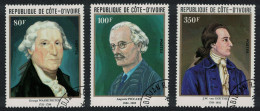 Ivory Coast Washington Picard Goethe Anniversaries 3v 1982 Canc SG#712-714 MI#719-721 - Ivory Coast (1960-...)