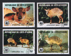 Ivory Coast WWF Zebra Duiker 4v 1985 CTO SG#867-870 MI#881-884 Sc#764-767 - Ivory Coast (1960-...)