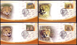 WWF Asiatic Cheetah 4 FDCs 2003 SG#3136-3139 MI#2932-2935 Sc#2876 A-d - Iran