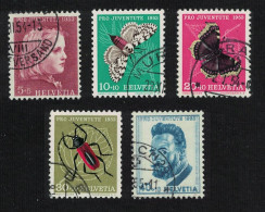 Switzerland Insects Pro Juventute 5v 1953 Canc SG#J147-J151 Sc#B227-B231 - Used Stamps
