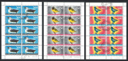 Senegal Weaver Duck Bateleur Birds 3v Sheetlets Of 10 Sets 1968 Canc SG#379-381 Sc#C55-C57 - Senegal (1960-...)