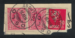 Norway King Haakon VII 2Kr 2 Pcs On Paper Good Cancel 1935 Canc - Oblitérés