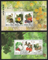 Korea Fruits And Vegetables 2 Sheetlets 1993 CTO SG#N3299-N3304 - Corea Del Nord