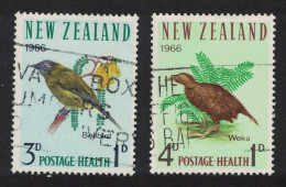 New Zealand Bellbird Weka Birds 2v 1966 Canc SG#839-840 MI#451-452 - Gebruikt