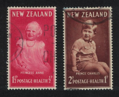 New Zealand Princess Anne Prince Charles 2v 1952 Canc SG#710-711 - Gebruikt