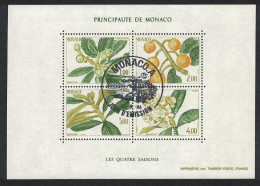 Monaco Seasons Of The Japanese Medlar MS 1985 CTO SG#MS1730 MI#Block 29 Sc#1472 - Gebruikt