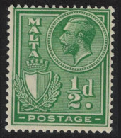 Malta George V ½d. - Green 1926 MH SG#158 - Malta (...-1964)