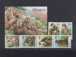 Guinea (Guinée) - 1998 - Singes - Yv 1255U/Z + Bf 51 - Monkeys