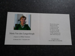 Maria Van Den Langenbergh ° 1936 + 2013 X Walter Vermeiren - Begraf. Malle - Décès