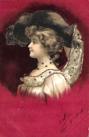 Femme Portrait Fonds Carmin Illustrateur ? 1904 - Femmes