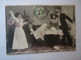 FRANCE POSTCARDS   QUARREL AT DINNER POSTMARK LA ROCHELLE 1906  FREE AND COMBINED   SHIPPING FOR MORE ITEMS - Autres & Non Classés