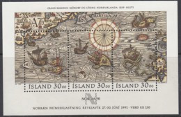 ISLAND Block 10, Postfrisch **, Tag Der Briefmarke; Internationale Briefmarkenausstellung NORDIA ’91, 1989 - Blocks & Kleinbögen