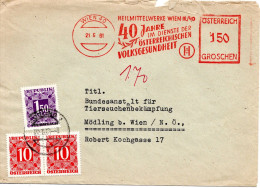 79626 - Österreich - 1961 - 150g AbsFreistpl "Heilmittelwerke Wien" A Bf WIEN -> MÖDLING, M S1,50 Portomke Etc - Strafport