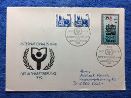 DDR - 1990 Brief Aus Berlin - SST "Internationales Jahr Der Alphabetisierung" (3DMK024) - Lettres & Documents