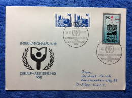 DDR - 1990 Brief Aus Berlin - SST "Internationales Jahr Der Alphabetisierung" (3DMK025) - Briefe U. Dokumente