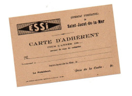 Carte D'Adhérent Syndicat D'initiative De Saint-Jacut-de-la-Mer Pour L'année 194. - Format : 12x8 Cm - Cartes De Membre