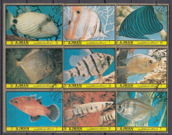 AJMAN 1739-1747,used,falc Hinged - Poissons