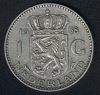 Niederlande, 1 Gulden 1958, Silber - 1948-1980: Juliana