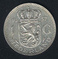 Niederlande, 1 Gulden 1957, Silber - 1948-1980: Juliana