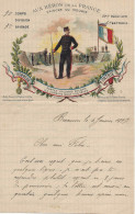 Besançon 1897 Superbe Lettre Militaire Illustrée AUX HEROS DE LA FRANCE Enveloppe Canonnier 10ème Bataillon Pour Genève - Cachets Militaires A Partir De 1900 (hors Guerres)