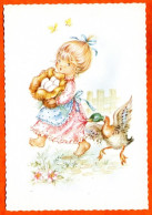 CP Enfants Fillette Avec Oeufs Et Canard Illustrateur Carte Vierge TBE - Contemporain (à Partir De 1950)